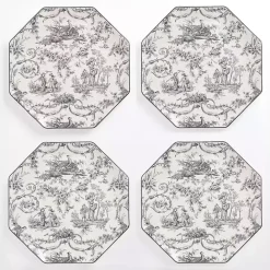 Hot Kirklands Home Emery Black Toile Dinner Plates, Set of 4