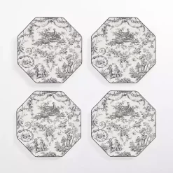 Sale Kirklands Home Emery Black Toile Salad Plates, Set of 4