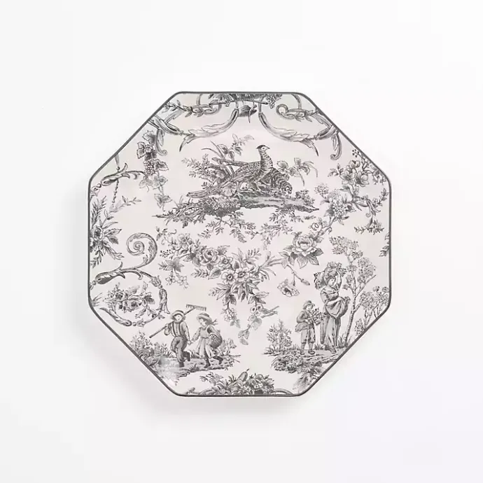 Sale Kirklands Home Emery Black Toile Salad Plate