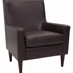 Best Kirklands Home Emma Walnut Faux Leather Accent Chair Brown