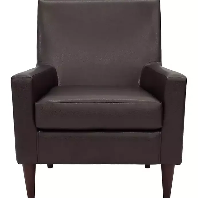 Best Kirklands Home Emma Walnut Faux Leather Accent Chair Brown