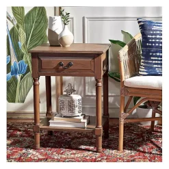 Outlet Kirklands Home Emory Natural Single Drawer Accent Table Black
