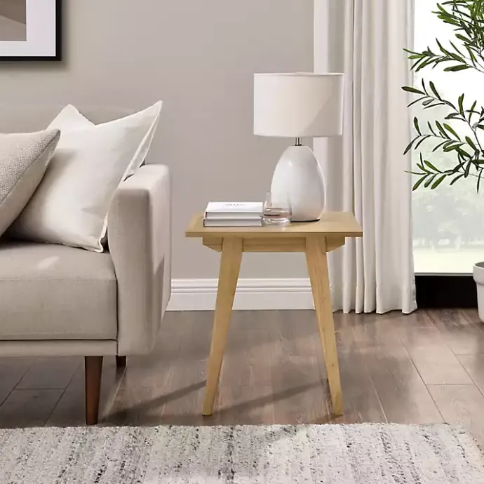 Kirklands Home English Oak Wood Minimalist Accent Table Tan