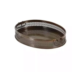 New Kirklands Home Engraved Metal Mandala Trays, Set of 2 Brown