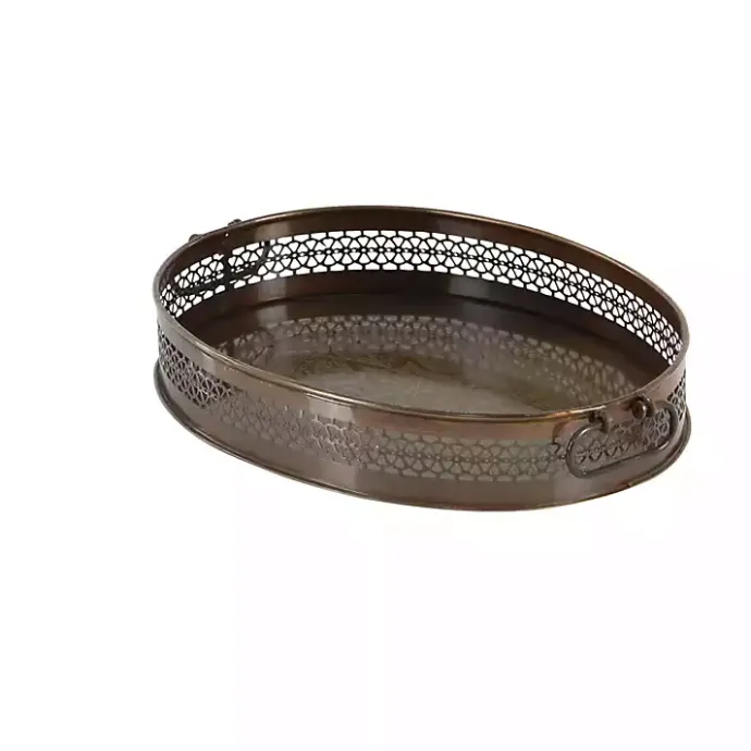 New Kirklands Home Engraved Metal Mandala Trays, Set of 2 Brown