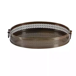 New Kirklands Home Engraved Metal Mandala Trays, Set of 2 Brown