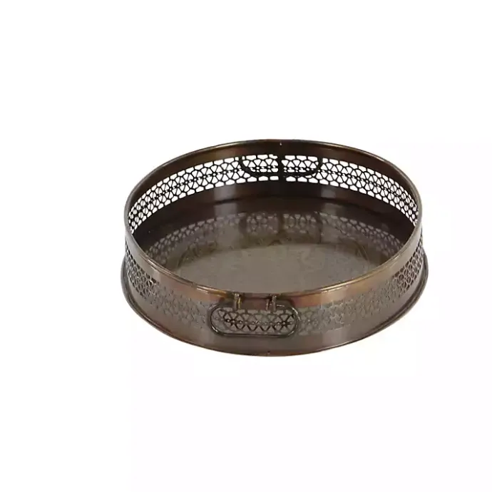 New Kirklands Home Engraved Metal Mandala Trays, Set of 2 Brown