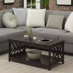 Kirklands Home Espresso Cut-Out Sides Coffee Table Brown