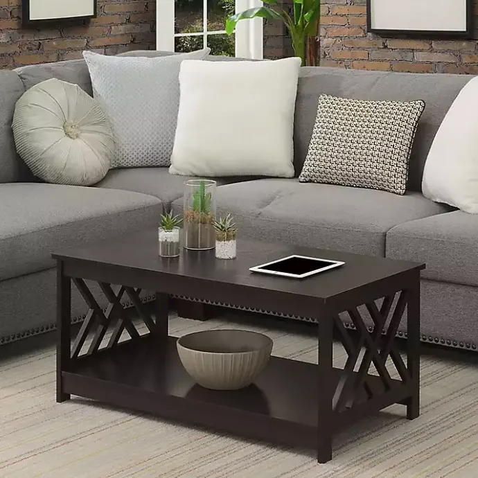 Kirklands Home Espresso Cut-Out Sides Coffee Table Brown