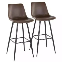 Outlet Kirklands Home Espresso Faux Leather Metal Bar Stools, Set of 2 Brown