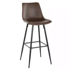 Outlet Kirklands Home Espresso Faux Leather Metal Bar Stools, Set of 2 Brown