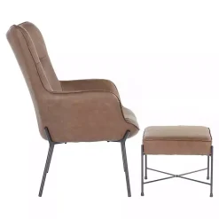 Best Kirklands Home Espresso Faux Leather 2-pc. Chair and Ottoman Set Brown