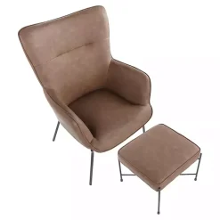 Best Kirklands Home Espresso Faux Leather 2-pc. Chair and Ottoman Set Brown