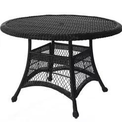 New Kirklands Home Espresso Resin Wicker Round Dining Table Black