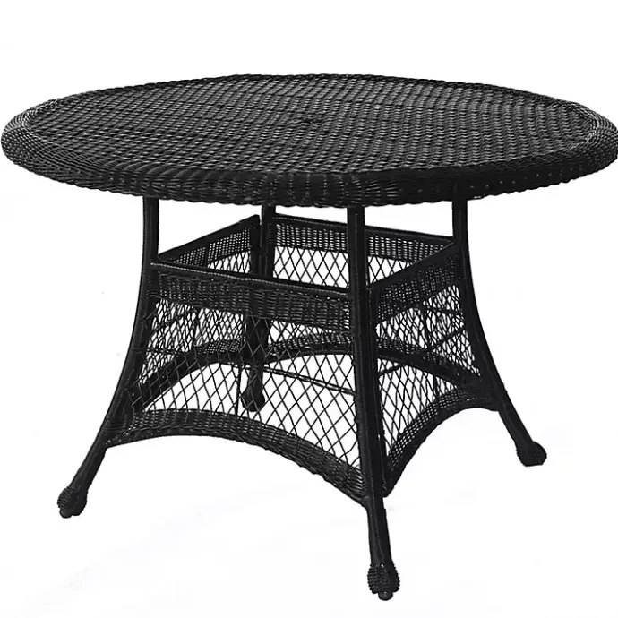 New Kirklands Home Espresso Resin Wicker Round Dining Table Black