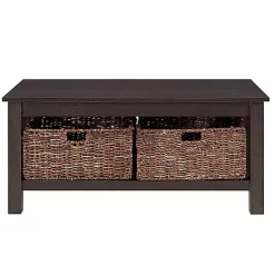 Clearance Kirklands Home Espresso Traditional Wooden Basket Coffee Table Brown