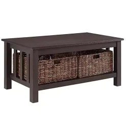 Clearance Kirklands Home Espresso Traditional Wooden Basket Coffee Table Brown
