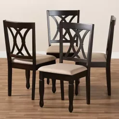 Outlet Kirklands Home Espresso Upholstered Reneau 4-pc. Dining Chair Set Tan