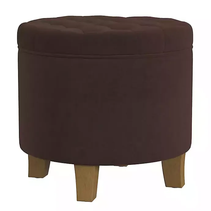 Discount Kirklands Home Espresso Velvet Tufted Storage Ottoman Brown