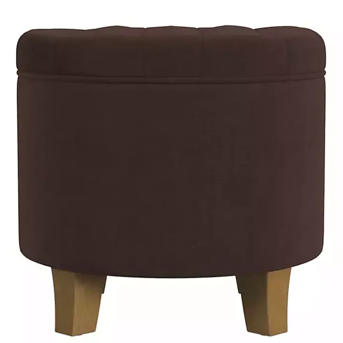 Discount Kirklands Home Espresso Velvet Tufted Storage Ottoman Brown