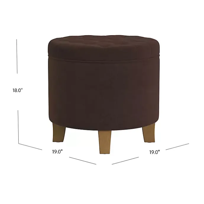 Discount Kirklands Home Espresso Velvet Tufted Storage Ottoman Brown