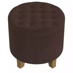 Discount Kirklands Home Espresso Velvet Tufted Storage Ottoman Brown