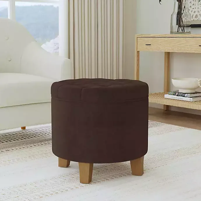 Discount Kirklands Home Espresso Velvet Tufted Storage Ottoman Brown