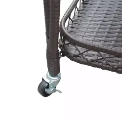 New Kirklands Home Espresso Wicker Resin Serving Cart Brown