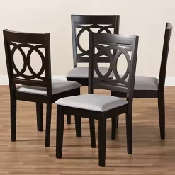 Sale Kirklands Home Espresso Wood Lenoir Dining Chairs, Set of 4 Gray