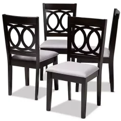 Sale Kirklands Home Espresso Wood Lenoir Dining Chairs, Set of 4 Gray