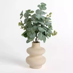 Clearance Kirklands Home Eucalyptus Arrangement in Bubble Vase Green