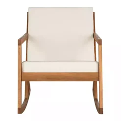 Online Kirklands Home Eucalyptus Wood with Beige Cushion Rocking Chair Ivory