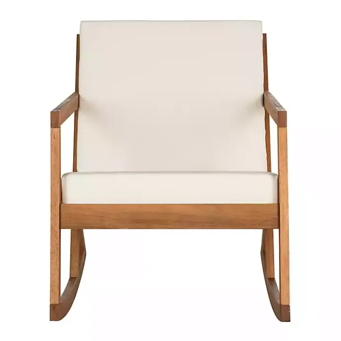 Online Kirklands Home Eucalyptus Wood with Beige Cushion Rocking Chair Ivory