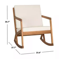 Online Kirklands Home Eucalyptus Wood with Beige Cushion Rocking Chair Ivory
