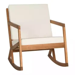 Online Kirklands Home Eucalyptus Wood with Beige Cushion Rocking Chair Ivory