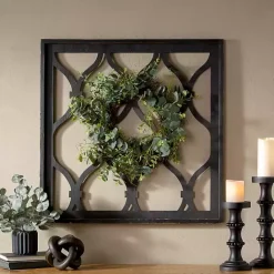 Outlet Kirklands Home Eucalyptus Wreath Trellis Plaque Black