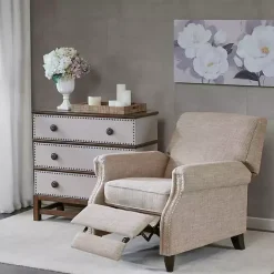 New Kirklands Home Evanston Push-Back Sand Recliner Gray