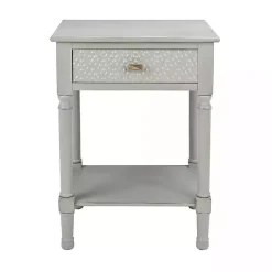 New Kirklands Home Evelina Textured Single Drawer Accent Table Gray
