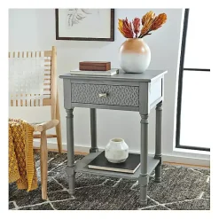 New Kirklands Home Evelina Textured Single Drawer Accent Table Gray