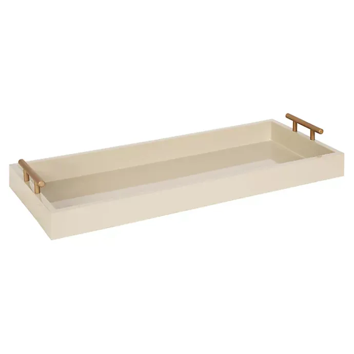 Outlet Kirklands Home Evelyn Cream Narrow Decorative Tray Ivory