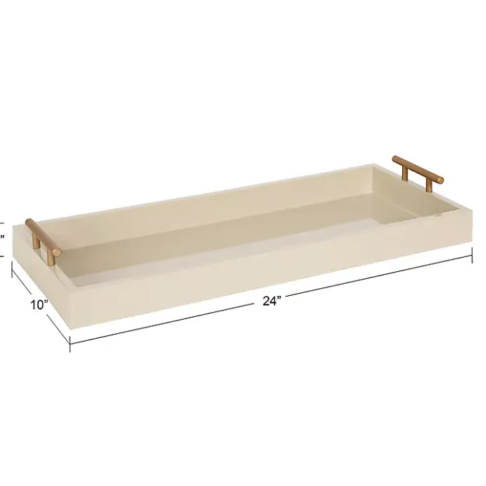 Outlet Kirklands Home Evelyn Cream Narrow Decorative Tray Ivory