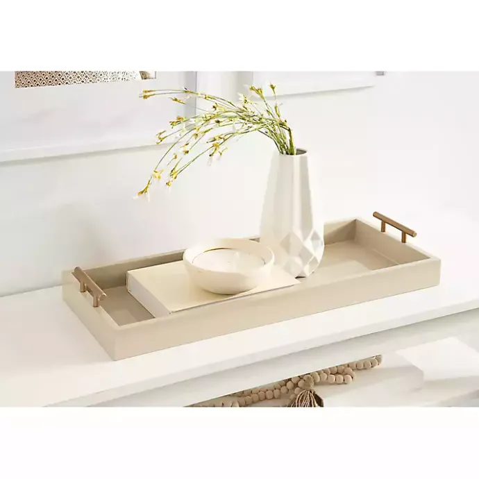 Outlet Kirklands Home Evelyn Cream Narrow Decorative Tray Ivory