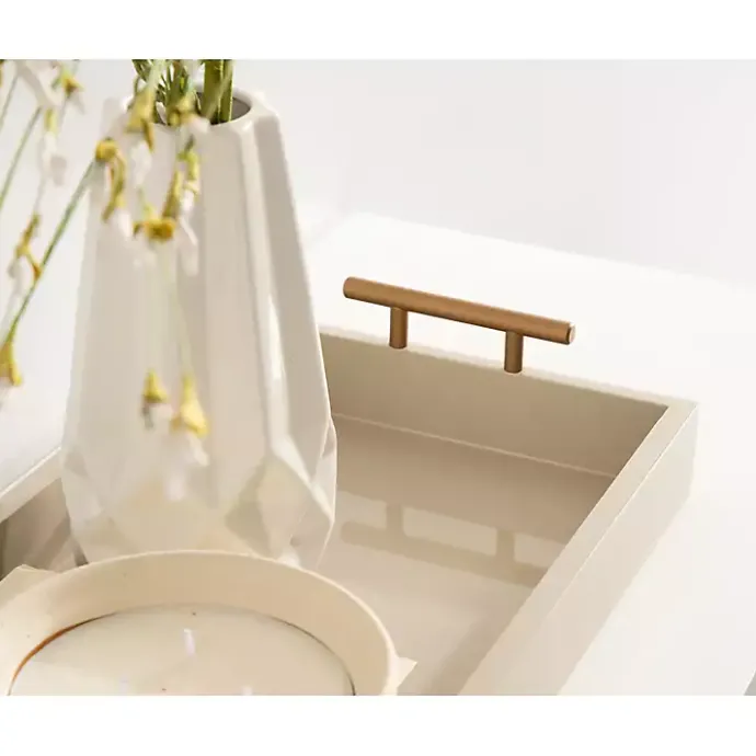 Outlet Kirklands Home Evelyn Cream Narrow Decorative Tray Ivory