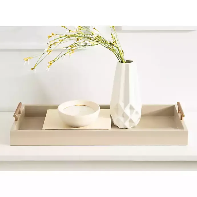 Outlet Kirklands Home Evelyn Cream Narrow Decorative Tray Ivory
