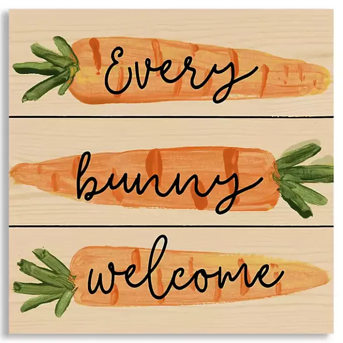 Clearance Kirklands Home Every Bunny Welcome Carrot Wood Wall Plaque Orange
