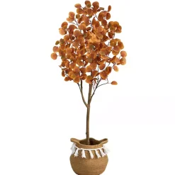 Best Kirklands Home Fall Eucalyptus Tree in Woven Planter, 5 ft. Orange
