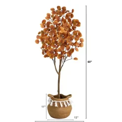Best Kirklands Home Fall Eucalyptus Tree in Woven Planter, 5 ft. Orange