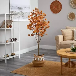 Best Kirklands Home Fall Eucalyptus Tree in Woven Planter, 5 ft. Orange