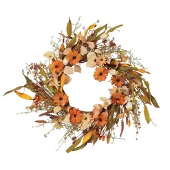 New Kirklands Home Fall Flowers and Foliage Spiral Wreath, 22 in.