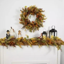 Clearance Kirklands Home Fall Leaves and Berries Garland, 5 ft.